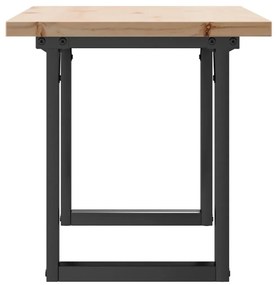 tömör fenyőfa és öntöttvas O-vázú dohányzóasztal 100x50x45,5 cm