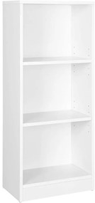 3 szintes könyvespolc állítható polcokkal, fehér