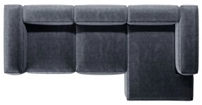 Szürkéskék kordbársony sarokkanapé (jobb oldali-heverő résszel) Bergano – Cosmopolitan Design