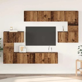 TV szekrény garnitúra 8 pcs Régi fa 80 x 30 x 30 cm Faanyag