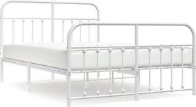 vidaXL fehér fém ágykeret fej- és lábtámlával 135x190 cm