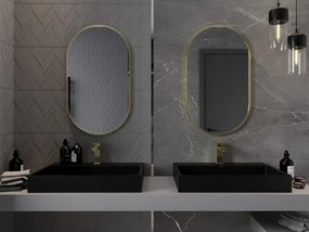 Mexen Loft ovális fürdőszobai tükör 85 x 50 cm, arany keret - 9851-085-050-000-50
