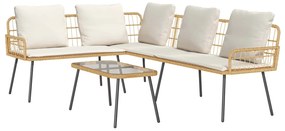 vidaXL Kerti Kanapé Szett párnával 2 pcs Természetes polirattan