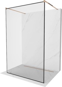Mexen Kioto, átmenő zuhanyparaván 140 x 200 cm, 8 mm-es üveg átlátszó/fekete mintázattal, 2x rózsaszín arany stabilizáló távtartóval, 800-140-002-60-…