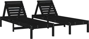 vidaXL 2 db fekete tömör fenyő napozóágy 199,5x60x74 cm