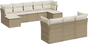 vidaXL 10 részes bézs polyrattan kerti ülőgarnitúra párnával