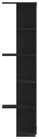 fekete szerelt fa fali sarokpolc 36,5 x 36,5 x 140 cm