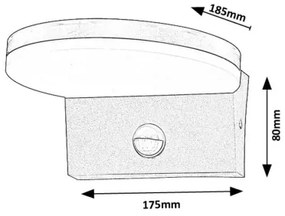Rabalux 77120 -LED Kültéri fali lámpa érzékelővel BATIDA LED/9W/230V IP54 fehér