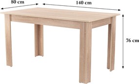 Yorki Standard étkezőasztal 140x80 cm sonoma tölgy