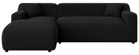 Fekete kordbársony sarokkanapé (bal oldali-heverő résszel) Martin – Ropez
