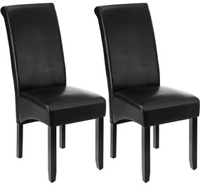 TecTake GmbH 401293 ergonomikus tömörfa étkezőszék - fekete, 2 darabos készlet