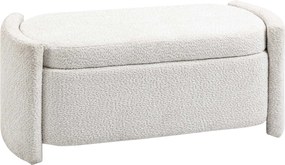 HOMCOM Pad, Ágy Pad Tárolóval, Párnázott Pad Fedővel, Teddy Plüss Megjelenéssel, Tárolódoboz, Pad a Nappaliba, Hálószobába, Krém, 105 x 44 x 45,5 cm |
