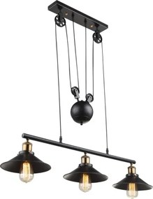 Globo 15053-3 Függeszték fekete,állítható magsság, 90-180 cm, LxBxH:920x220x1800, exkl. 3xE27 60W 230V