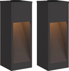 vidaXL Napelemes LED Útjelző Lámpa 2 pcs Fekete Hidegen hengerelt acél