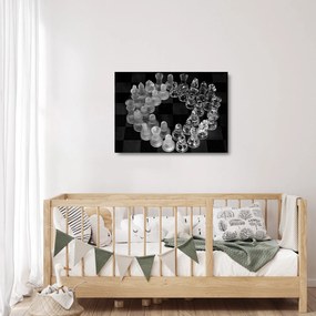 Kép - fekete-fehér sakk (üvegen) (70x50 cm)