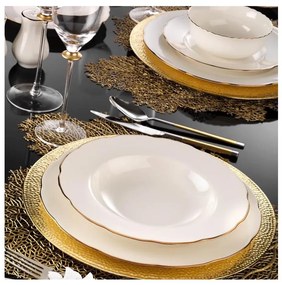 54 darabos étkészlet fehér/réz/csontporcelán