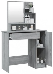 szürke sonoma színű fésülködőasztal tükörrel 86,5 x 35 x 136 cm