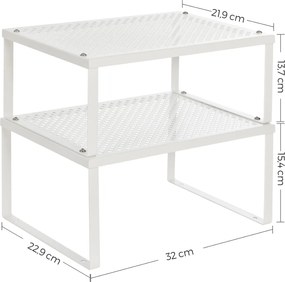 Polcrendszerező, egymásra rakható fém fűszertartó 2 db, fehér