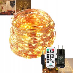 Led fénylánc 10M rézhuzalból, 100 Led Karácsonyi fények