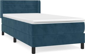 vidaXL sötétkék bársony rugós ágy matraccal 80 x 200 cm