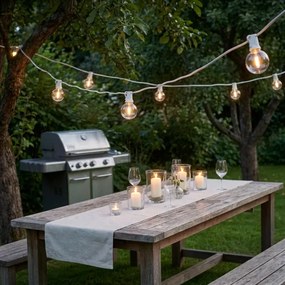 Brilagi - LED kültéri dekorációs füzér GIRLANDA 10xE12, 8 m, fehér, IP44, meleg fehér