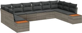 vidaXL Kerti Kanapé Szett párnával 10 pcs Szürke Poli rattan