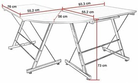 L alakú irodai asztal (fekete színben)