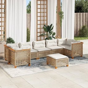 8 részes bézs polyrattan kerti ülőgarnitúra párnával