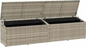 Világosszürke Polyrattan Kerti Tárolóláda 220X50X58 Cm