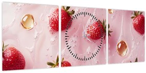 Kép - Eprek buborékokban (órával) (90x30 cm)