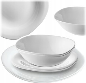 Ebédlő Szett 2 Személyes Tányér Szett Étkészlet Fehér 6db-os