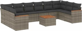 vidaXL 11 részes szürke polyrattan kerti ülőgarnitúra párnákkal
