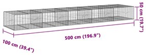 horganyzott vas gabion kosár fedéllel 500 x 100 x 50 cm