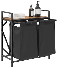 füstölt tölgy mosodai kosár 2 rekeszes polccal