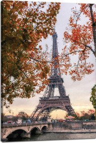 Vászonkép Eiffel-torony Franciaország Pasztell fák Ősz 40x60 cm