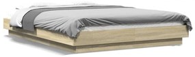 sonoma-tölgyszínű szerelt fa ágykeret LED-del 140x200 cm