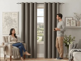 Függöny OXFORD 140x270 cm, szürkésbarna Felfüggesztés: Hullámos sínszalag