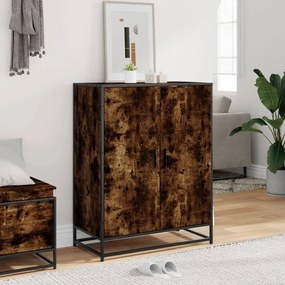 vidaXL füstös tölgy színű szerelt fa és fém cipőszekrény 75x38x97,5 cm