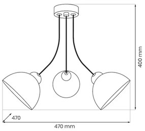 Felületre szerelhető QUEEN mennyezeti csillár 3xE27/15W/230V fekete