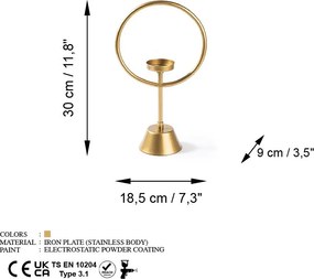 Fém dísztárgy, arany, 18,5 cm