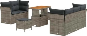 vidaXL Kerti Kanapé Szett 8 pcs Szürke polirattan