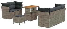 vidaXL Kerti Kanapé Szett 8 pcs Szürke polirattan
