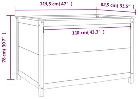fekete tömör fenyőfa kerti magaságyás 119,5 x 82,5 x 78 cm