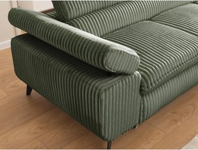 Zöld kordbársony sarokkanapé (jobb oldali-L alakú) Marbeya – Ropez