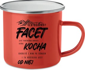 Acél Bögre Zománcozott Piros Srác Szereti A Hegyeket Ajándék tőle Minták