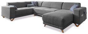 Szürke kinyitható-tárolóhelyes sarokkanapé (bal oldali-U alakú) Classy Sophie – Miuform
