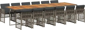 vidaXL 13 részes szürke polyrattan kerti ülőgarnitúra párnákkal