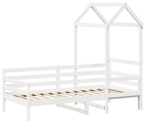 fehér tömör fenyőfa kanapéágy tetővel 80 x 200 cm