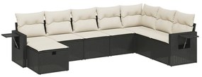 vidaXL 8 részes fekete polyrattan kerti ülőgarnitúra párnákkal