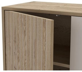 Szürke-natúr színű alacsony komód tölgyfa dekorral 180x80 cm Millay – Marckeric